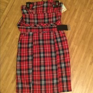 Plaid strapless dress